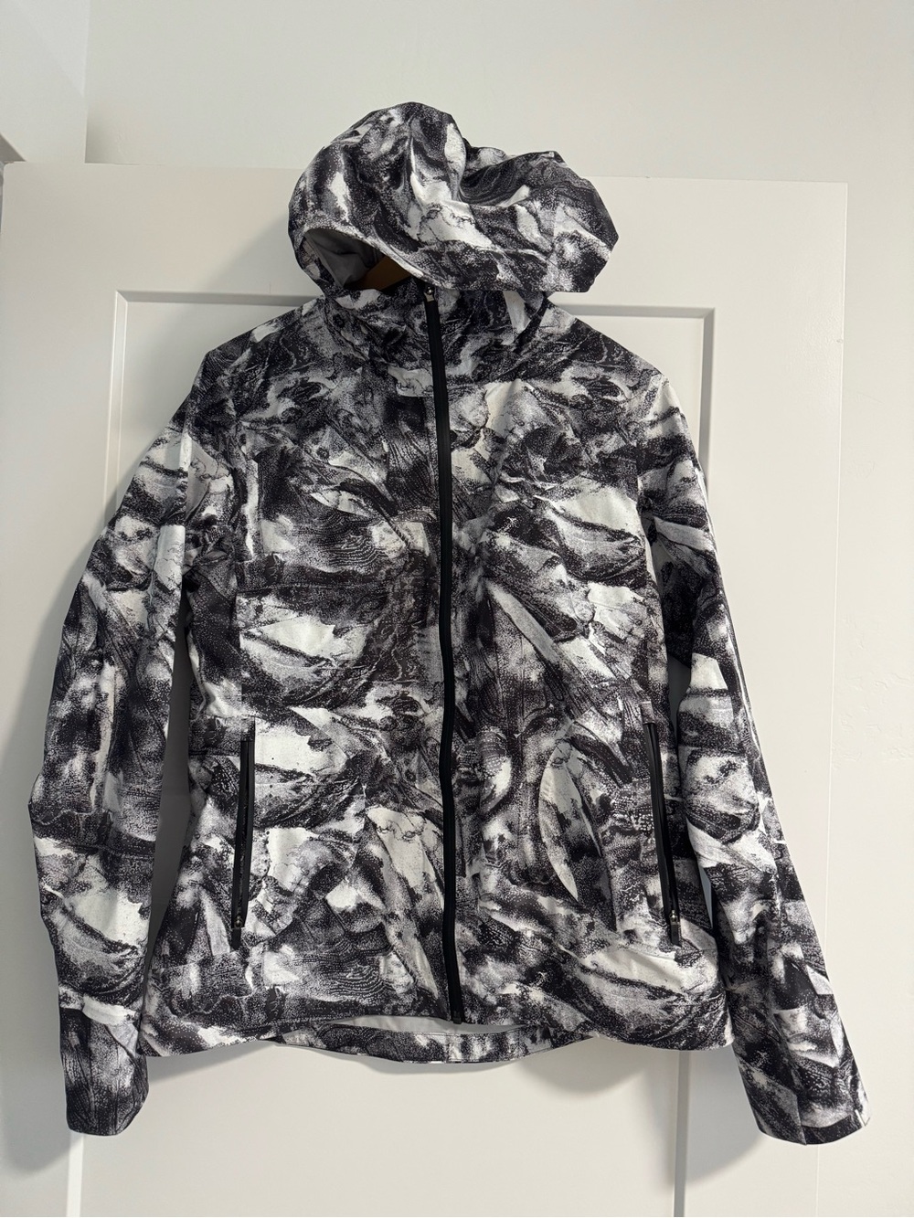 lululemon athletica Black and White Marbled Hooded Utility Jacket